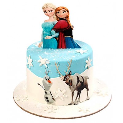 Elsa ve Anna Temalı Karlar Ülkesi Kız Çocuk Pastası