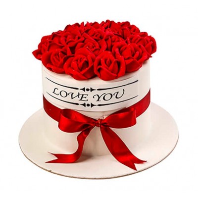 Kırmızı Güllü Love You Sevgiliye Pasta