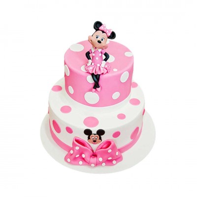 Minnie Mouse Temalı İki Katlı Kız Çocuk Pastası