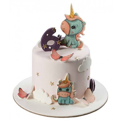 Bebek Unicorn Figürlü Kız Çocuk Pastası