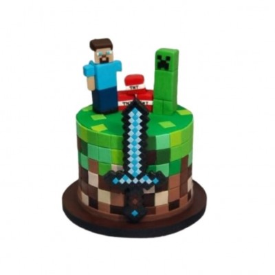 Minecraft Temalı Erkek Çocuk Pastası