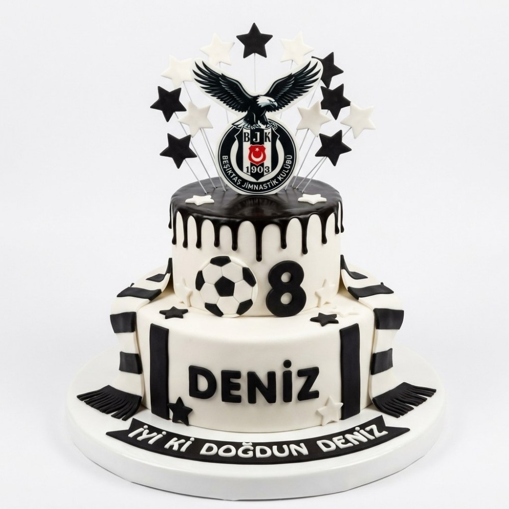 Beşiktaş Temalı İki Katlı Taraftar Pastası
