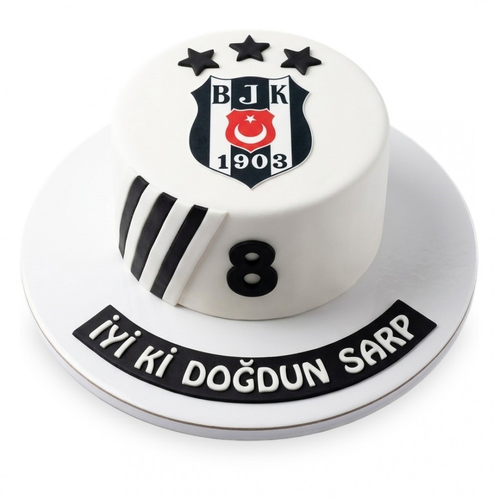 Beşiktaş Çapraz Bantlı Yaş Rakamlı Armalı Taraftar Pastası
