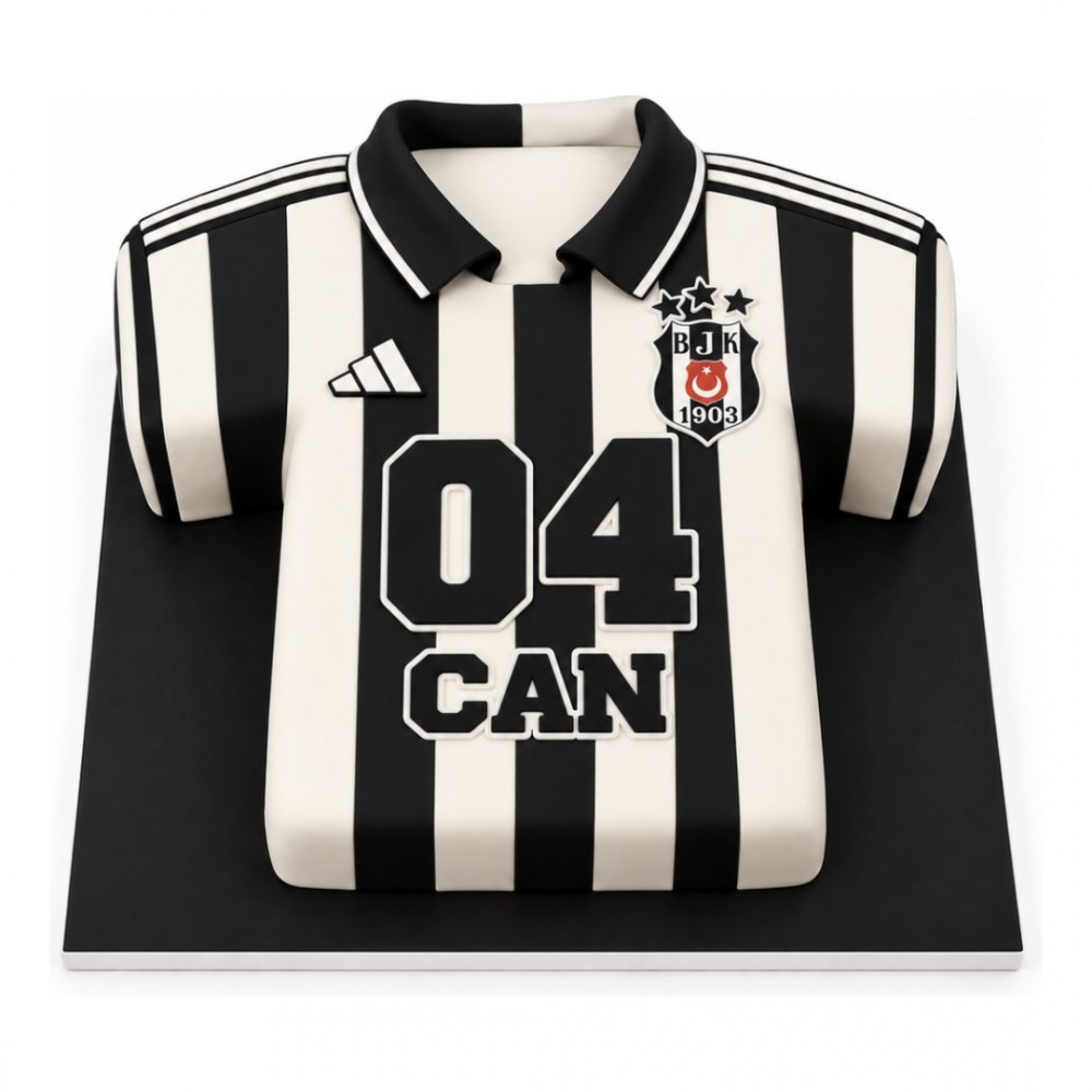 Beşiktaş Siyah Beyaz Formalı İsimli Taraftar Pastası