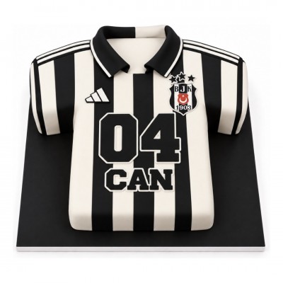 Beşiktaş Siyah Beyaz Formalı İsimli Taraftar Pastası