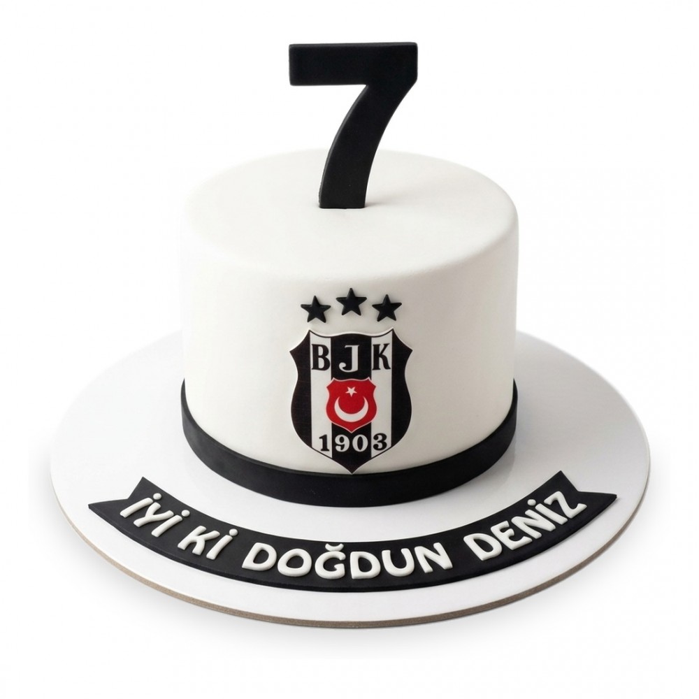 Beşiktaş Yaş Rakamlı Armalı Beyaz Taraftar Pastası