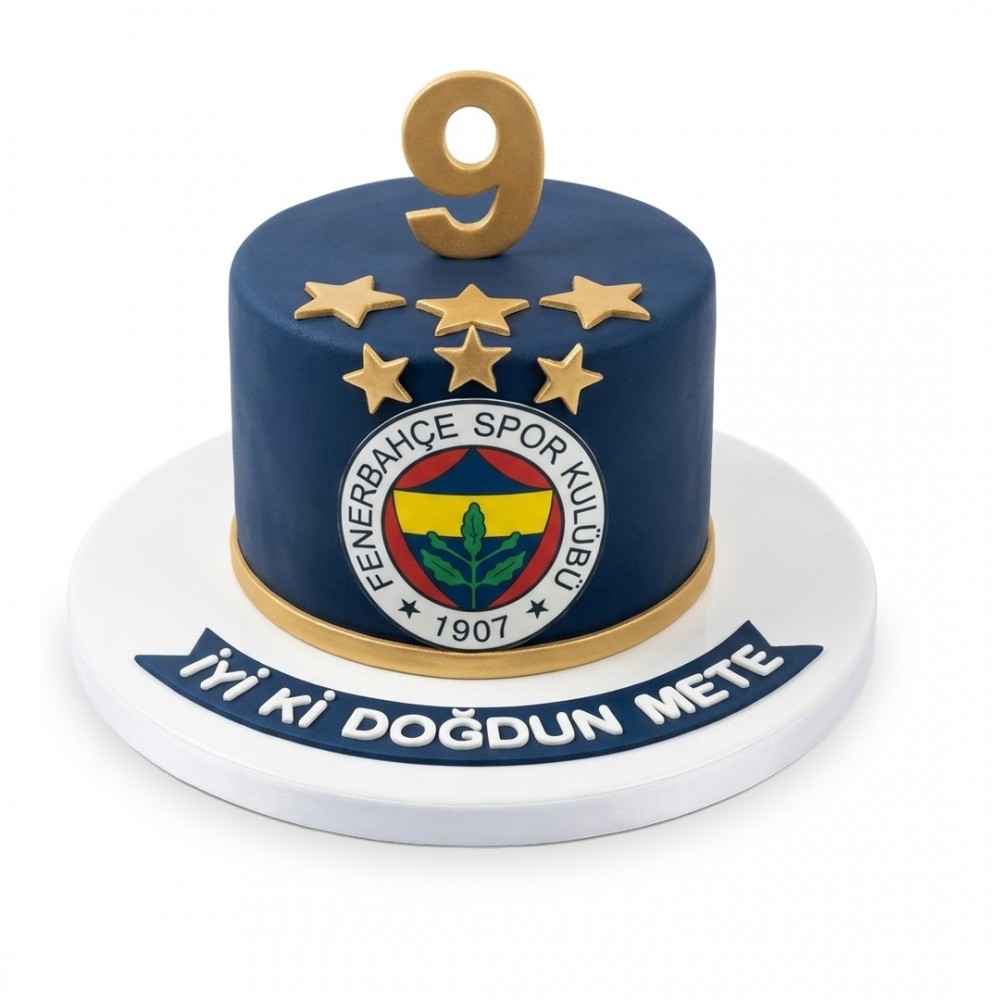 Fenerbahçe Altın Yaş Rakamlı Armalı Lacivert Taraftar Pastası