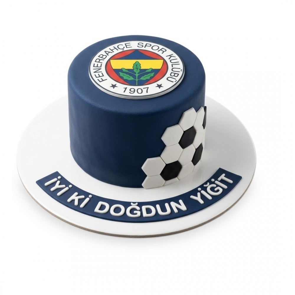 Fenerbahçe Futbol Topu Desenli Armalı Lacivert Taraftar Pastası