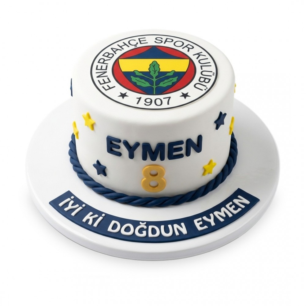 Fenerbahçe İsimli Yaş Rakamlı Armalı Beyaz Taraftar Pastası