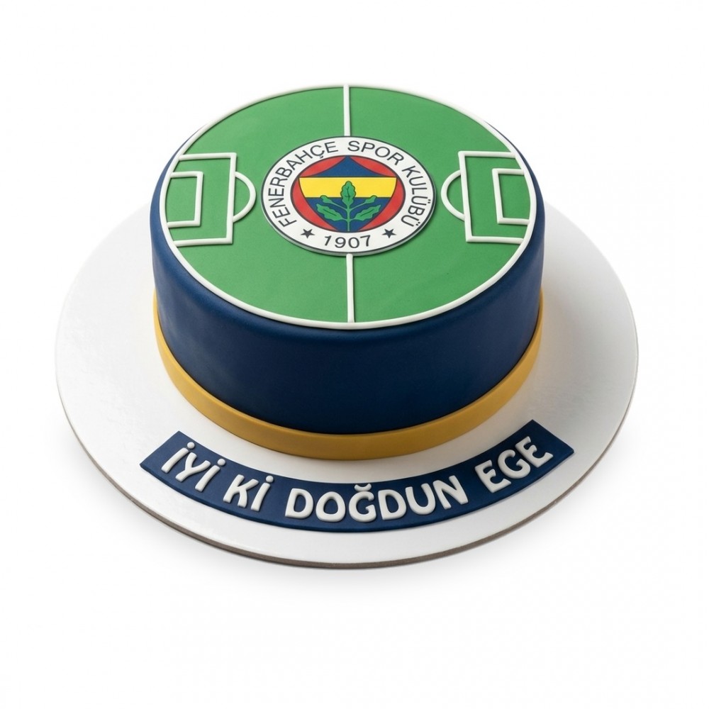 Fenerbahçe Saha Çizgili Armalı Lacivert Taraftar Pastası