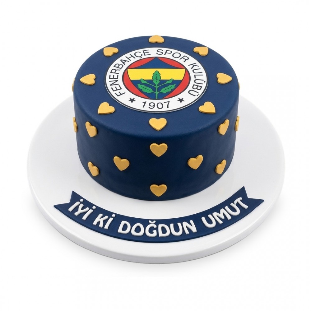 Fenerbahçe Sarı Kalpli Armalı Lacivert Taraftar Pastası
