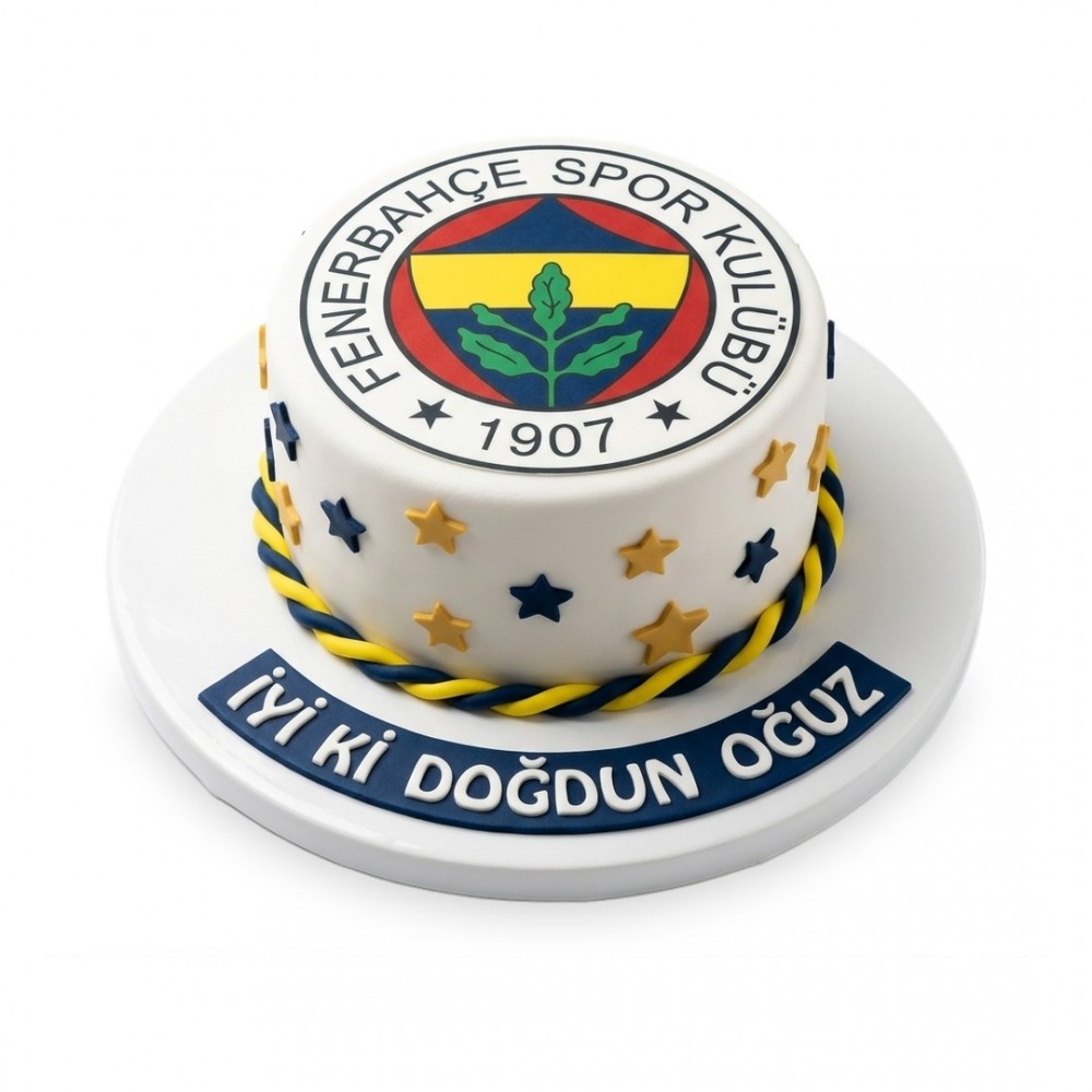 Fenerbahçe Yıldız Serpmeli Armalı Beyaz Taraftar Pastası