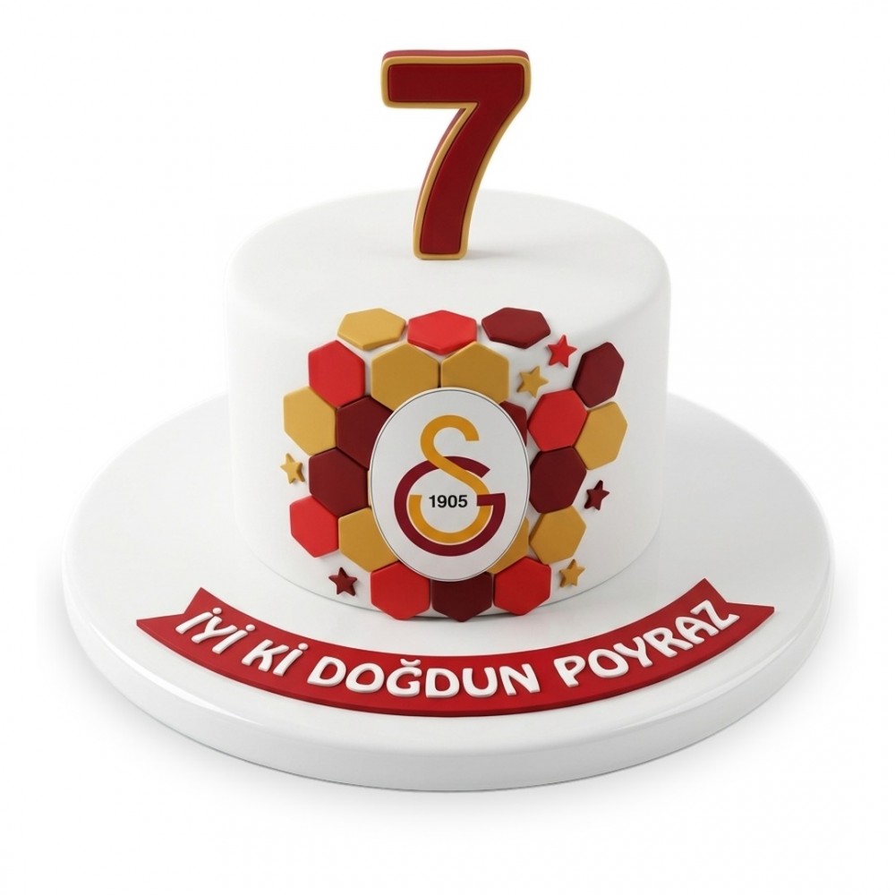 Galatasaray Petek Desenli Yaş Rakamlı Taraftar Pastası