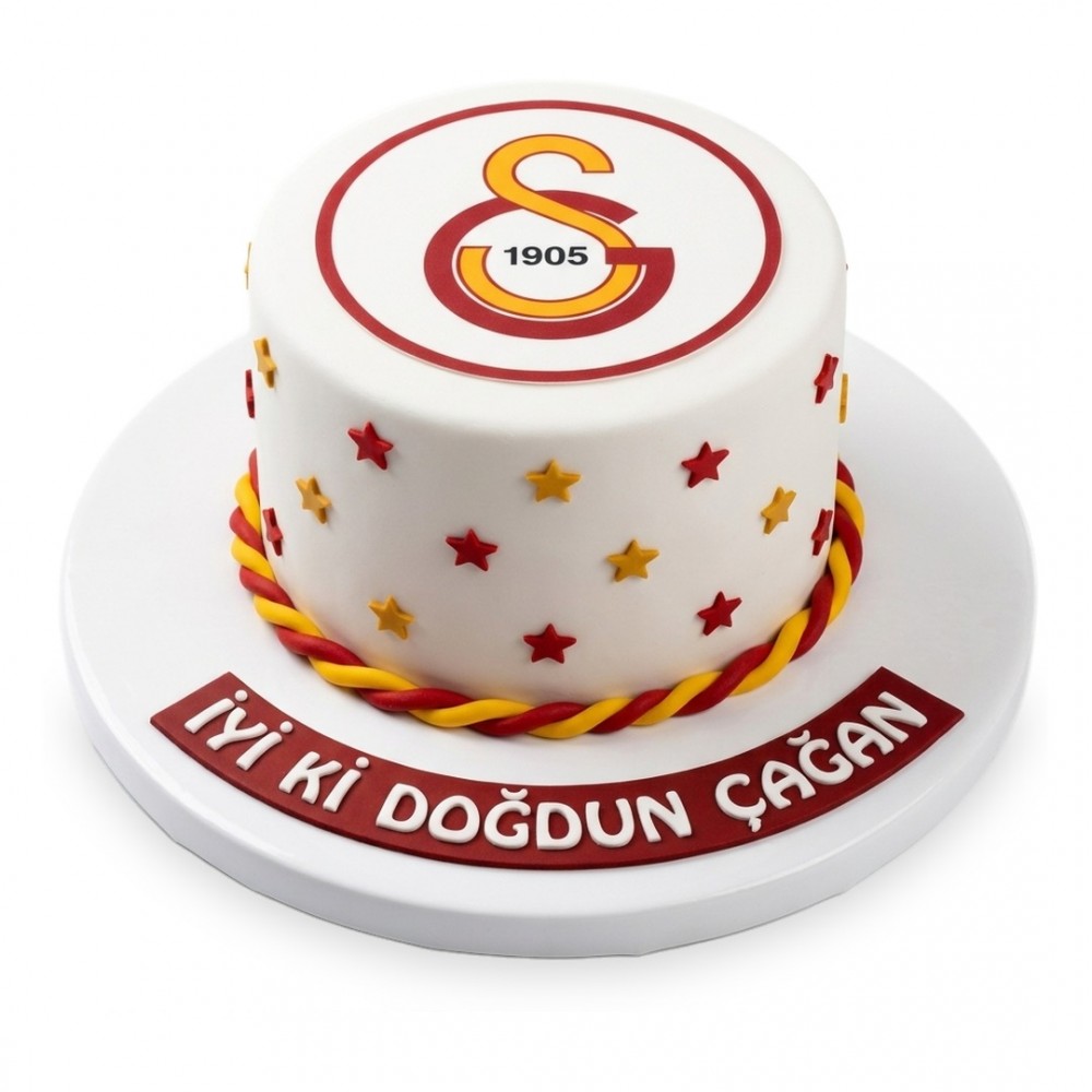 Galatasaray Yıldız Serpmeli Armalı Beyaz Taraftar Pastası