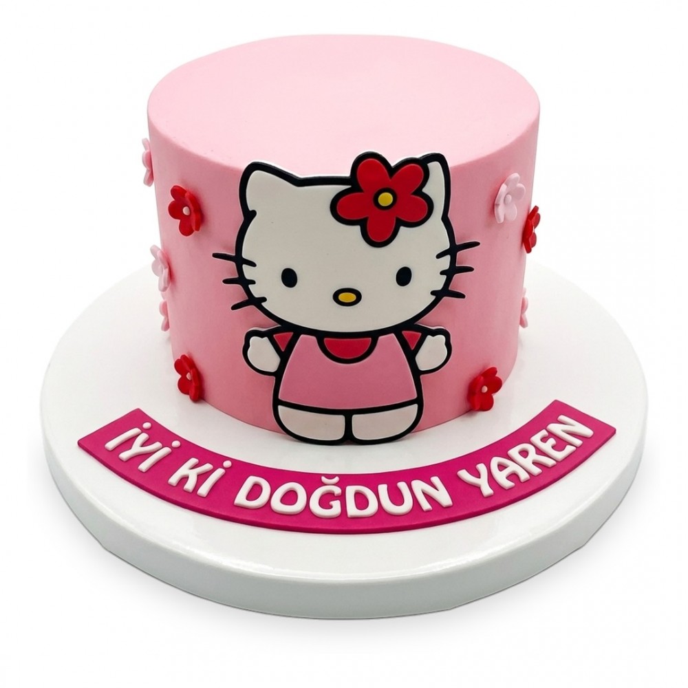 Hello Kitty Elbiseli Pembe Kız Çocuk Pastası