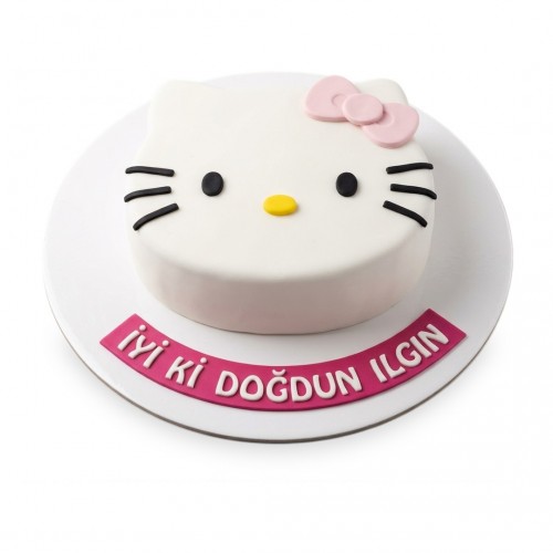 Hello Kitty Yüz Şeklinde Kız Çocuk Pastası
