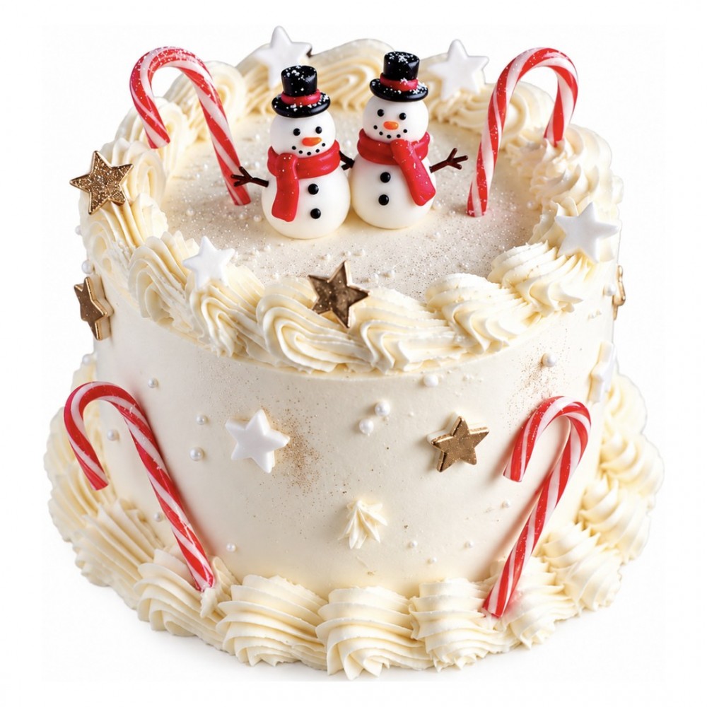 Kardan Adamlı Şeker Kamışlı Yılbaşı Pastası