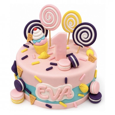 Lolipop ve Şekerli Pembe 1 Yaş Kız Çocuk Pastası