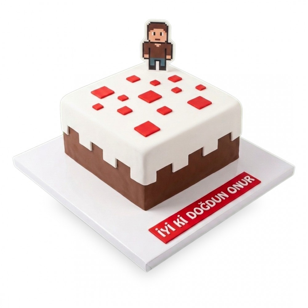 Minecraft Pasta Bloğu Kare Çocuk Pastası