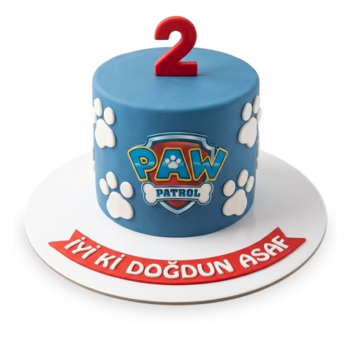 Paw Patrol Beyaz Patili Yaş Rakamlı Mavi Erkek Çocuk Pastası