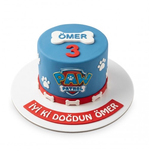 Paw Patrol İsimli Kemik Plaketli Mavi Erkek Çocuk Pastası