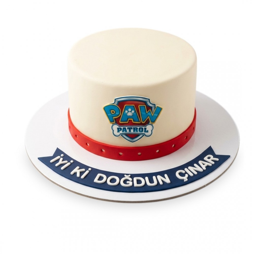 Paw Patrol Kırmızı Tasmalı Krem Erkek Çocuk Pastası