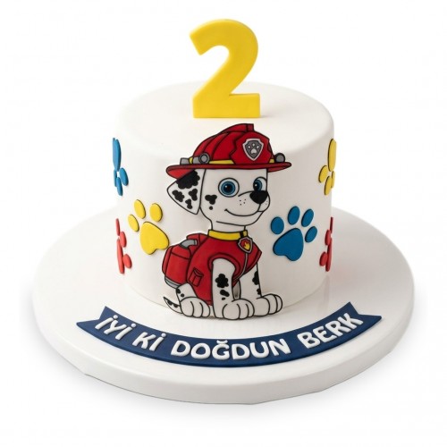 Paw Patrol Marshall Figürlü Beyaz Erkek Çocuk Pastası
