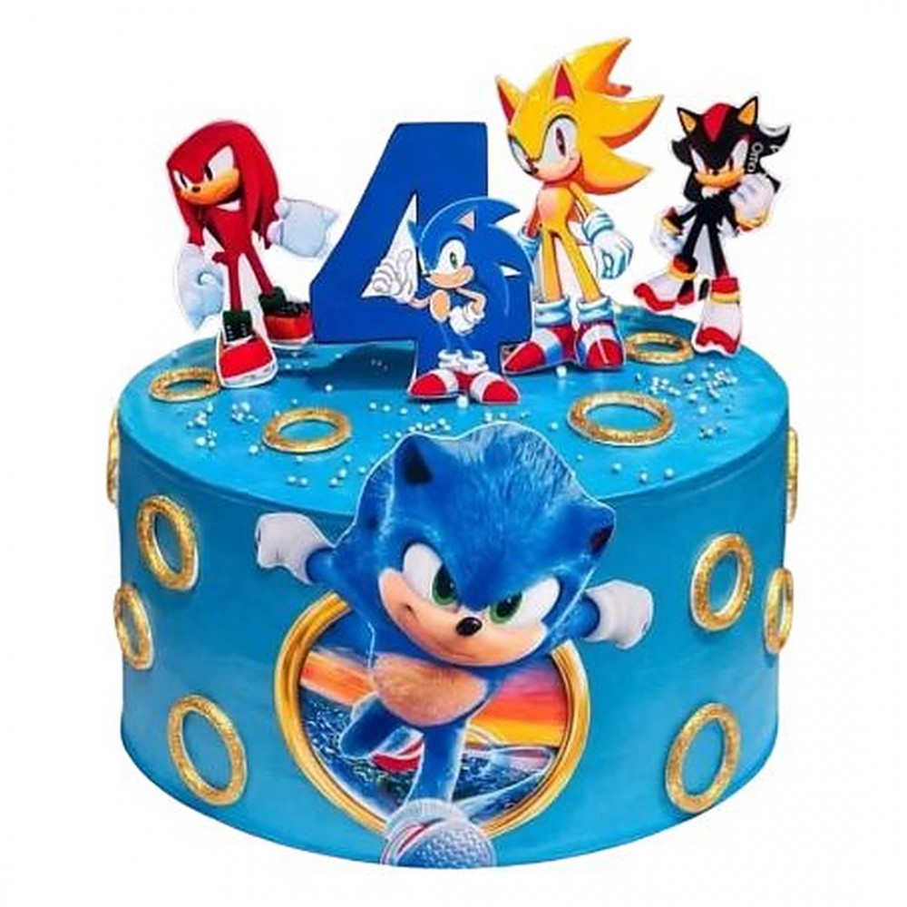 Sonic Temalı Mavi Erkek Çocuk Pastası