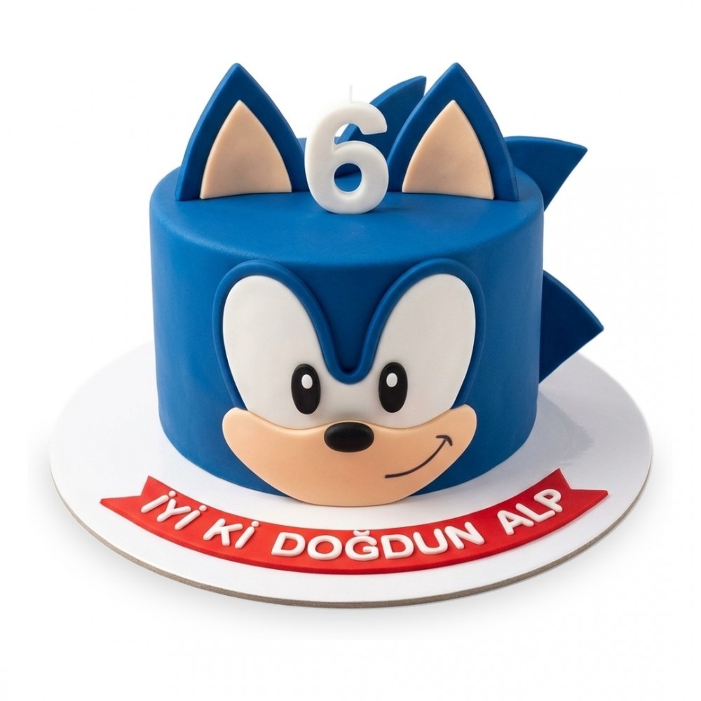 Sonic Yüzlü Yaş Rakamlı Mavi Erkek Çocuk Pastası