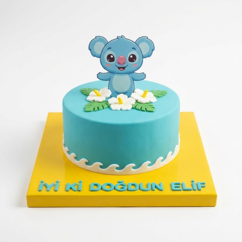 Stitch Temalı Turkuaz Çocuk Doğum Günü Pastası