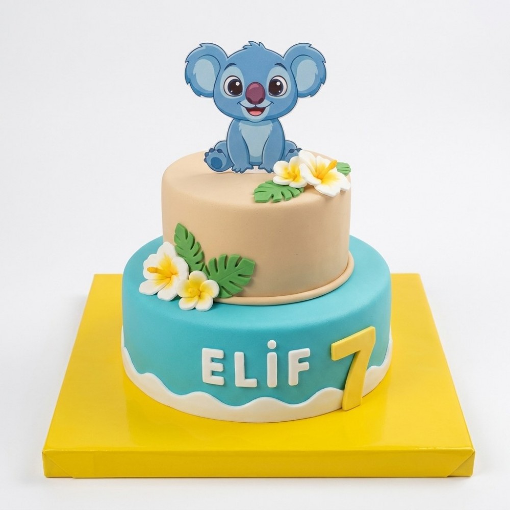 Stitch Temalı İki Katlı Çocuk Doğum Günü Pastası