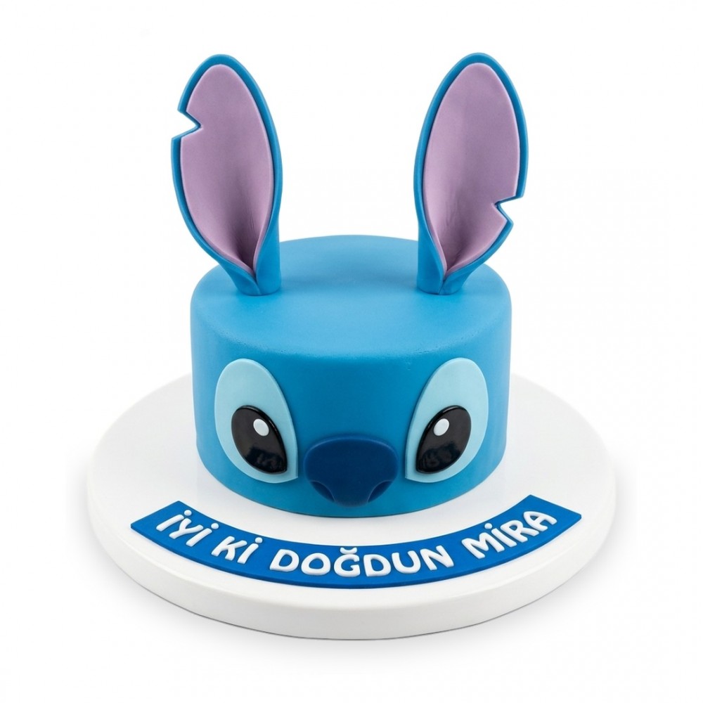 Stitch Yüzlü Kulaklı Mavi Çocuk Pastası