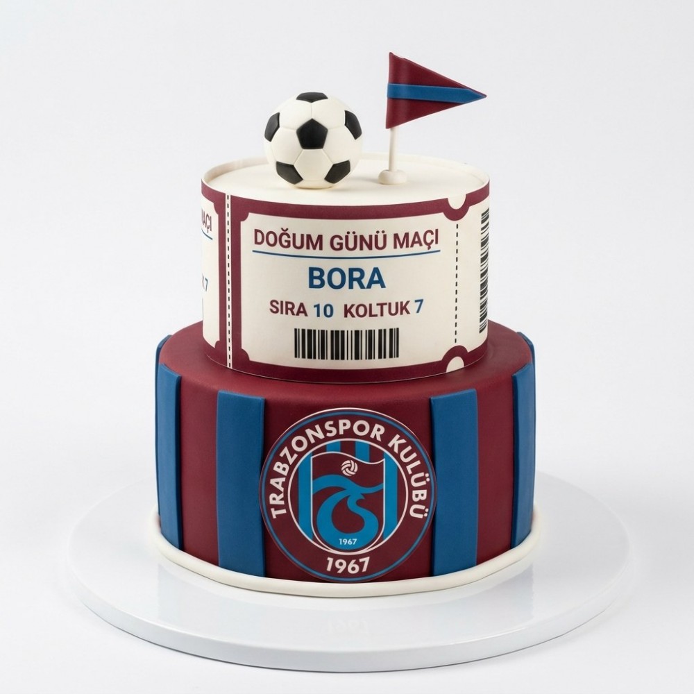 Trabzonspor Maç Bileti Temalı İki Katlı Taraftar Pastası