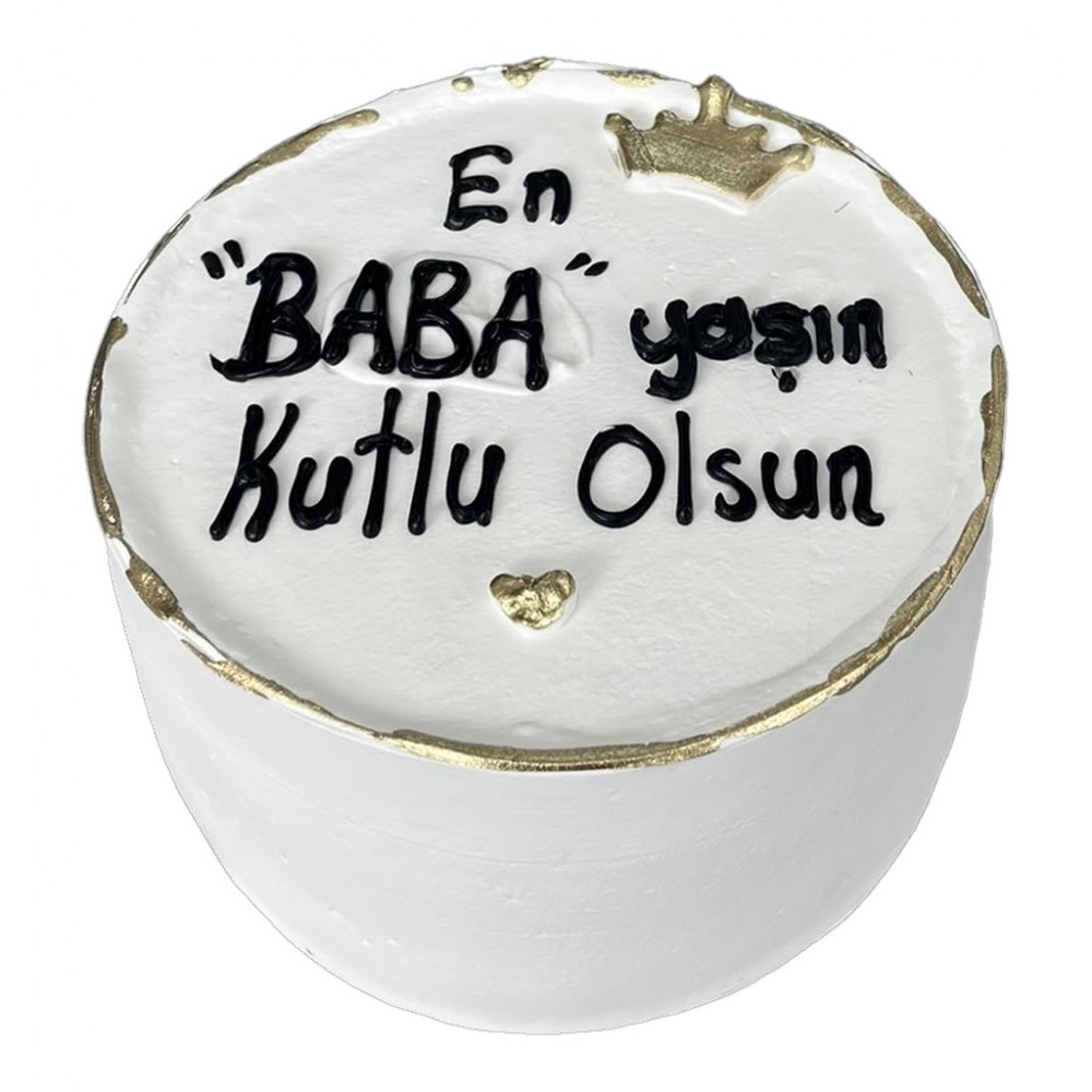 Altın Taçlı Altın Kenarlı Yazılı Pasta