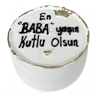 Altın Taçlı Altın Kenarlı Yazılı Pasta